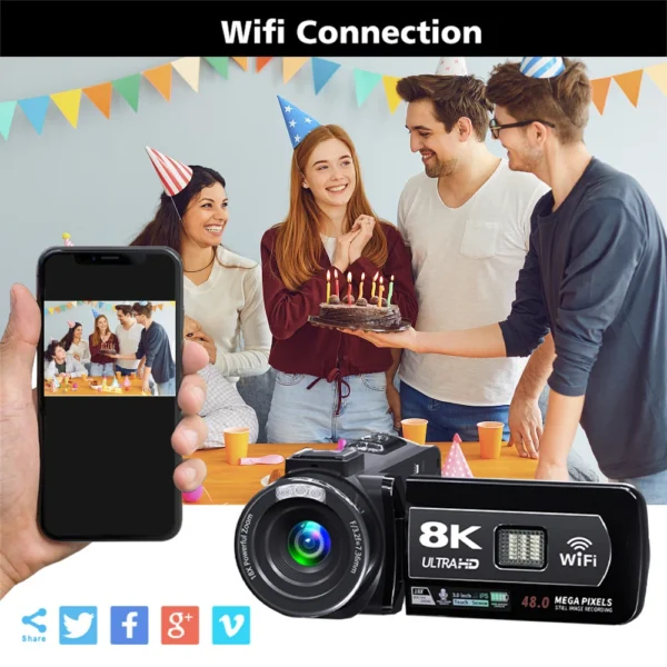 8K Digital Photography Camera 48MP Handheld DV 18X igital Zoom Camera Recorder 3'' LCD Touch Screen Portable Recording Camcorder - Image 5