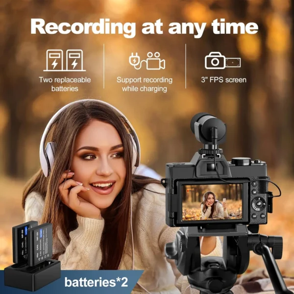 NBD Digital Camera 48MP 4K Video Camera 3.0 Inch Flip Screen Camcorder Vlogging Camera and 16X Digital Zoom Photography Camera - Image 4