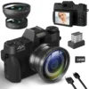 Compact Digital Photography Camera 4K WIFI Webcam Retro Vlog Recorder YouTube 64MP Camcorder 3 Inch Flip Screen Wide Angle Lens