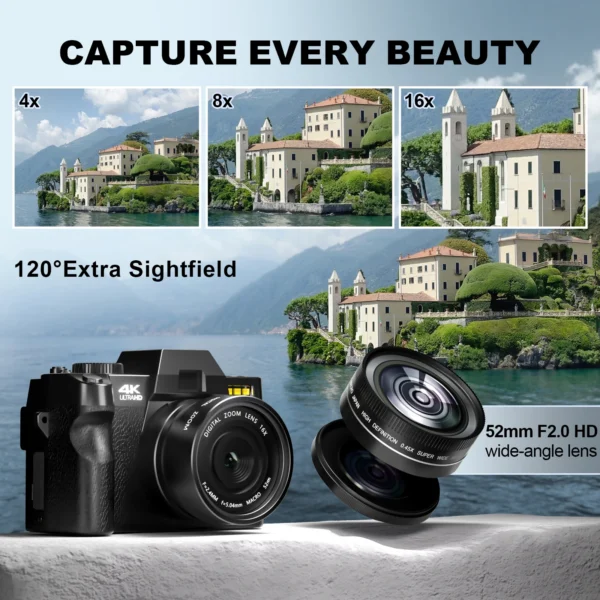 NBD Compact Digital Photography Camera 4K WIFI WebCam Vintage Vlog Video Recorder YouTube 48MP Camcorder 16X Digital Zoom Camera - Image 2