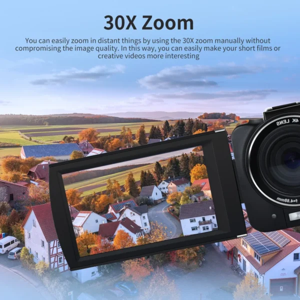 Ordro AX10 4K Camcorder Camara Professional 30MP 60FPS 30X Digital Zoom Camera Vlog IR Night Vision WiFi YouTube Video Shooting - Image 3