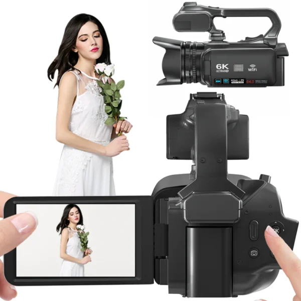 6K Digital Video Camera 64MP 4inch Touch Screen Vlogging Camera 18x Digital Zoom Camcorder for YouTube Live Streaming Vlogging - Image 2
