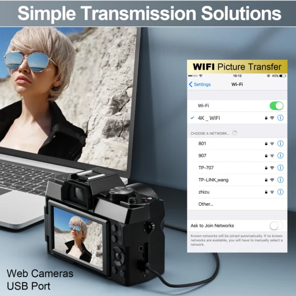 NBD Compact Digital Photography Camera 4K WIFI WebCam Vintage Vlog Video Recorder YouTube 48MP Camcorder 16X Digital Zoom Camera - Image 4
