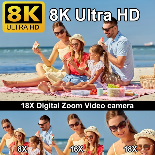 8K Digital Photography Camera 48MP Handheld DV 18X igital Zoom Camera Recorder 3'' LCD Touch Screen Portable Recording Camcorder - Image 2