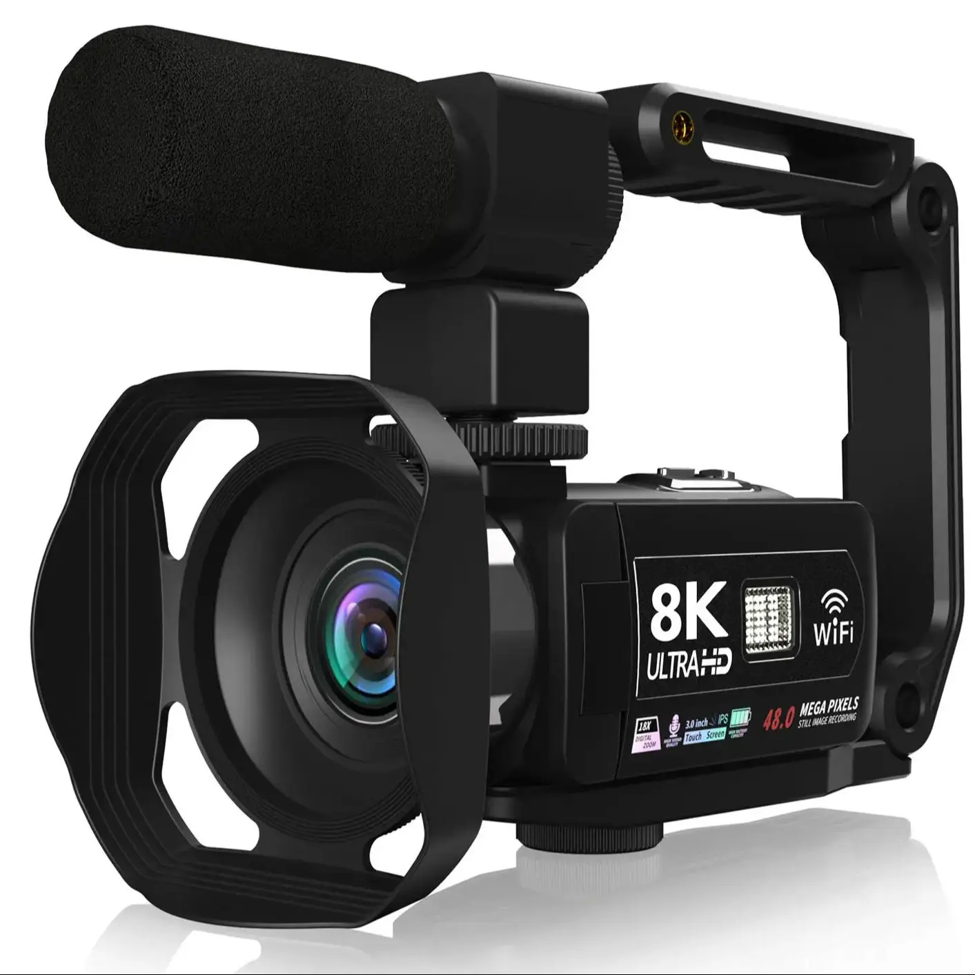 8K Digital Photography Camera 48MP Handheld DV 18X igital Zoom Camera Recorder 3'' LCD Touch Screen Portable Recording Camcorder